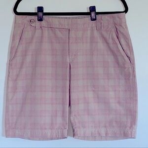 THE NORTH FACE vintage khaki with pink plaid Bermuda shorts. Size 12. VGUC